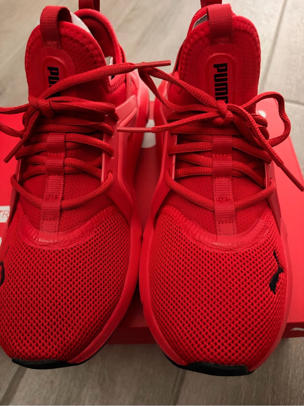 Puma Red Mesh Lace-Up Sneakers